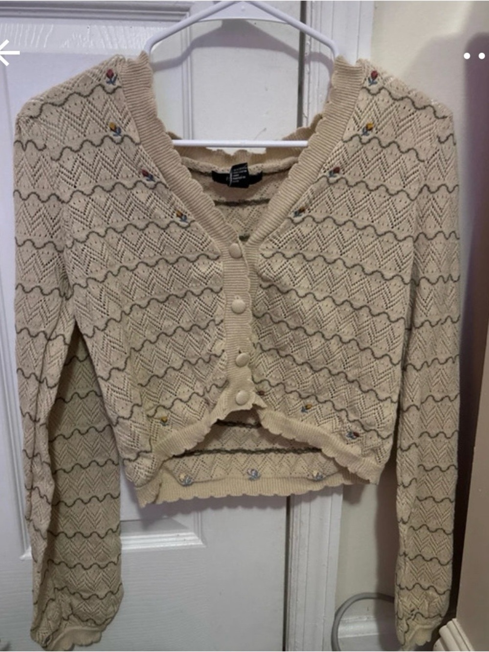 Cropped Cream Knit Button-Front Women's Sweater